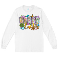 White Happy Easter Long Sleeve Tee - OliviaCreatesArt