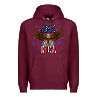 Burgundy America eagle Premium Hoodie - CowhideDigitalArt