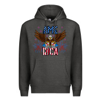 Charcoal Heather America eagle Premium Hoodie - CowhideDigitalArt