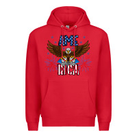 Red America eagle Premium Hoodie - CowhideDigitalArt