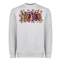 Heather Grey Xox Football Heavyweight Sweatshirt - CowhideDigitalArt