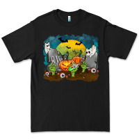 Black Cemetery with Ghost Cats Premium Tee - texasbilliewilder