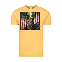 Vintage Mustard usa deer hunting woods Vintage Tee - CowGirlArtShop