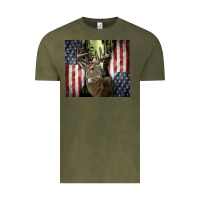 Vintage Olive usa deer hunting woods Vintage Tee - CowGirlArtShop