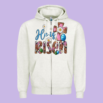 He Is Risen Cross Zipper Hoodie Designed By Artiststas