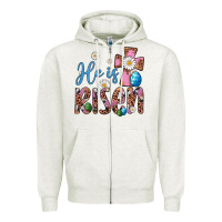 Oatmeal Heather he is risen cross Zipper Hoodie - Artiststas