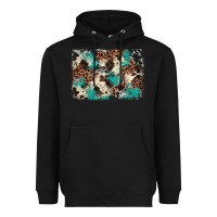 Black turquoise glitter cowhide background Heavyweight Hoodie - BarkalooDesign