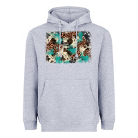 Heather Grey turquoise glitter cowhide background Heavyweight Hoodie - BarkalooDesign