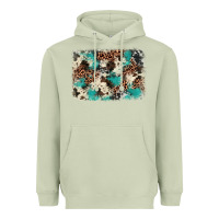 Matcha turquoise glitter cowhide background Heavyweight Hoodie - BarkalooDesign