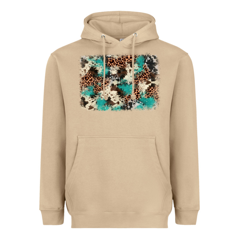 Turquoise Glitter Cowhide Background Heavyweight Hoodie by BarkalooDesign | Teevron