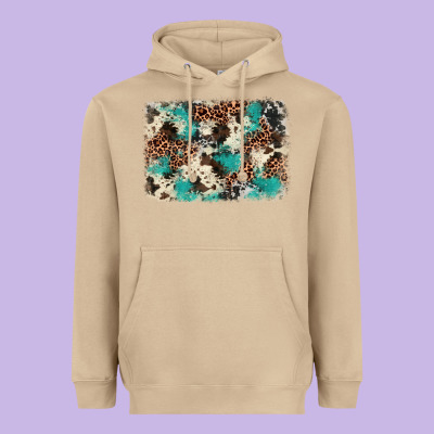 Turquoise Glitter Cowhide Background Heavyweight Hoodie Designed By Barkaloodesign