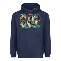 Navy turquoise glitter cowhide background Heavyweight Hoodie - BarkalooDesign