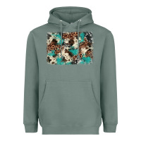 Sage turquoise glitter cowhide background Heavyweight Hoodie - BarkalooDesign