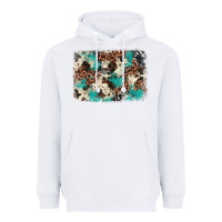 White turquoise glitter cowhide background Heavyweight Hoodie - BarkalooDesign