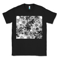 Black black and white floral Classic Tee - TumblerDesignByShophia