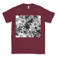 Burgundy black and white floral Classic Tee - TumblerDesignByShophia