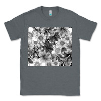 Charcoal Heather black and white floral Classic Tee - TumblerDesignByShophia
