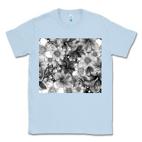 Dusty Blue black and white floral Classic Tee - TumblerDesignByShophia