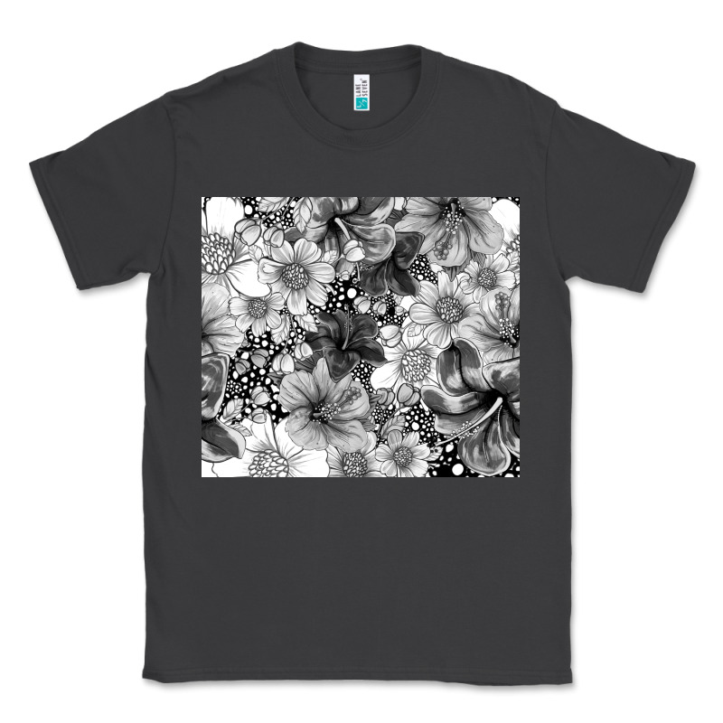 Black And White Floral Classic Tee by TumblerDesignByShophia | Teevron