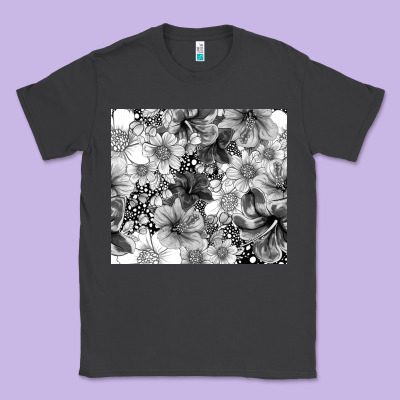 Black And White Floral Classic Tee Designed By Tumblerdesignbyshophia