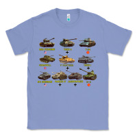Colony Blue Top Ten Best WW2 Tanks M4 Sherman Panzer IV Tiger II T34 Classic Tee - longCreatives