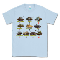 Dusty Blue Top Ten Best WW2 Tanks M4 Sherman Panzer IV Tiger II T34 Classic Tee - longCreatives