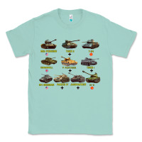 Seafoam Top Ten Best WW2 Tanks M4 Sherman Panzer IV Tiger II T34 Classic Tee - longCreatives