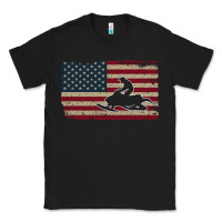 Black Snowmobile USA Flag Snow Sled Patriotic Snowmobiling Gift Classic Tee - longCreatives
