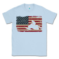 Dusty Blue Snowmobile USA Flag Snow Sled Patriotic Snowmobiling Gift Classic Tee - longCreatives