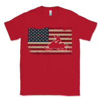 Red Snowmobile USA Flag Snow Sled Patriotic Snowmobiling Gift Classic Tee - longCreatives