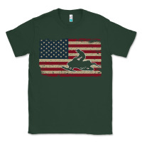 Sports Green Snowmobile USA Flag Snow Sled Patriotic Snowmobiling Gift Classic Tee - longCreatives