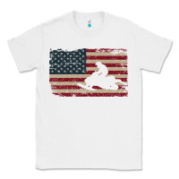 White Snowmobile USA Flag Snow Sled Patriotic Snowmobiling Gift Classic Tee - longCreatives