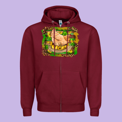St Patricks Day Farm Chicken Gold Eggs Leopard Serape Glitter Zipper Hoodie Designed By Artiststas