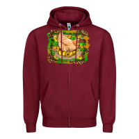 Burgundy st patricks day farm chicken gold eggs leopard serape glitter Zipper Hoodie - Artiststas