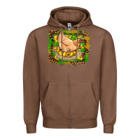 Chestnut st patricks day farm chicken gold eggs leopard serape glitter Zipper Hoodie - Artiststas