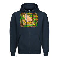Navy st patricks day farm chicken gold eggs leopard serape glitter Zipper Hoodie - Artiststas