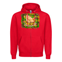 Red st patricks day farm chicken gold eggs leopard serape glitter Zipper Hoodie - Artiststas