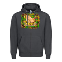 Smoke st patricks day farm chicken gold eggs leopard serape glitter Zipper Hoodie - Artiststas
