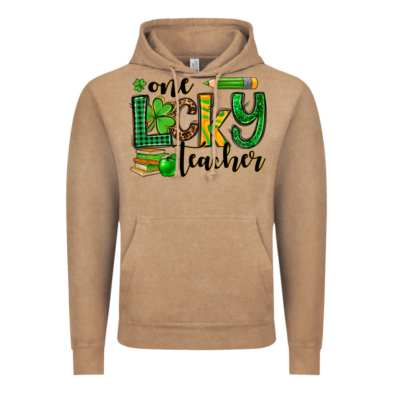 St. Patrick's One Lucky Teacher Vintage Hoodie by OliviaCreatesArt | Teevron