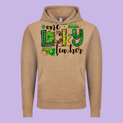 St. Patrick's One Lucky Teacher Vintage Hoodie Designed By Oliviacreatesart