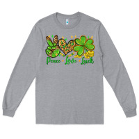 Heather Grey St. Patrick's Day Peace love luck Long Sleeve Tee - OliviaCreatesArt