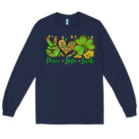 Navy St. Patrick's Day Peace love luck Long Sleeve Tee - OliviaCreatesArt