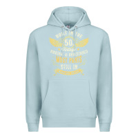 Blue Mist Mens Vintage 1950s Built In The 50s Fifties Funny 70th Birthday Premium Hoodie - longCreatives