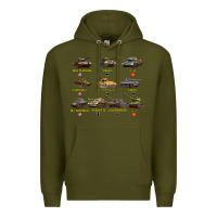 Army Green Top Ten Best WW2 Tanks M4 Sherman Panzer IV Tiger II T34 Premium Hoodie - longCreatives