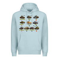 Blue Mist Top Ten Best WW2 Tanks M4 Sherman Panzer IV Tiger II T34 Premium Hoodie - longCreatives