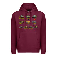 Burgundy Top Ten Best WW2 Tanks M4 Sherman Panzer IV Tiger II T34 Premium Hoodie - longCreatives