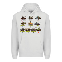 Dove Grey Top Ten Best WW2 Tanks M4 Sherman Panzer IV Tiger II T34 Premium Hoodie - longCreatives