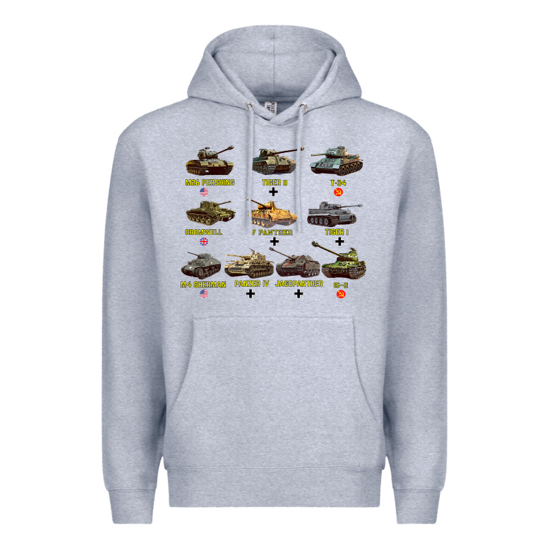 Top Ten Best Ww2 Tanks M4 Sherman Panzer Iv Tiger Ii T34 Premium Hoodie by longCreatives | Teevron