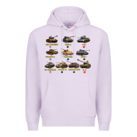 Lilac Top Ten Best WW2 Tanks M4 Sherman Panzer IV Tiger II T34 Premium Hoodie - longCreatives