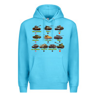 Ocean Blue Top Ten Best WW2 Tanks M4 Sherman Panzer IV Tiger II T34 Premium Hoodie - longCreatives